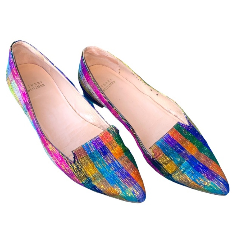 Stuart Weitzman Multicolor Metallic Pointed Toe Flats